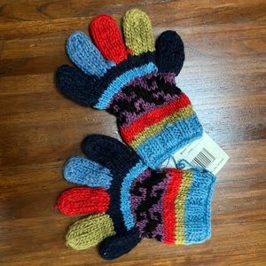 Broner knit gloves, new, made in Pakistan. Multicolored. Adult size. V warm.